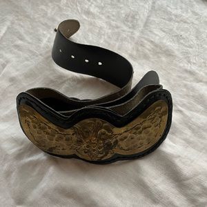 Black leather and metal belt
